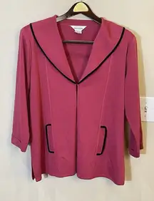Exclusively Misook Women's Hot Pink Black Sweater Blazer Cardigan SIZE‎ XL