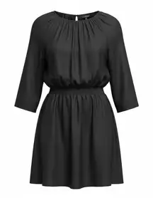 J. Crew Palermo Smocked-Waist Mini Dress 100% Linen Black Size Small S NWT