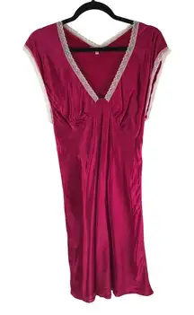 Morgan Lane Womens Pink Silk Blend Lace Trim Nightgown Size S