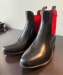 Lauren Ralph Lauren Black and Red Winter Rain Boots