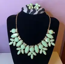 mint gem necklace & earrings set