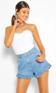 Frill Hem Denim Shorts