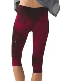 Lululemon  Wine Berry Tie Dye In The Flow Crop II Seamless Mid Rise Capri Legging