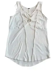 Free People Size S Ribbed Tank Top Off White Lace Up Everyday Basic Capsule
