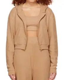 {M} SKIMS crop waffle knit zip hoodie