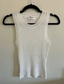 White Ribbed Knit Tank 
