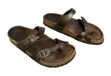 Birkenstock Mayari Birko-Flor Loop Toe Adjustable Strap Slides Sandals Size 7‎