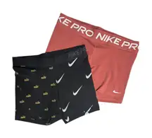 Lot of 2 Nike Pro Compression Shorts Sz L Black/Gold/Pink Athletic Gym Workout