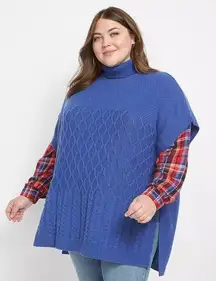 NWT Lane Bryant‎ Blue Side-Button Poncho in Deep Ultramarine Size 14/20