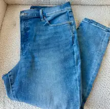 Medium Wash Distressed High Rise Skinny Jeans Size 14 Short