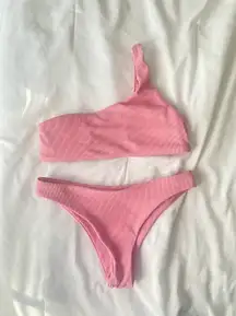 One Shoulder Pink Bikini