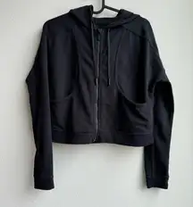 Lululemon Next Move Cropped Full Zip Jacket Black Stretch French Terry Size 4