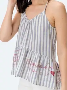 Lovestitch Striped Peplum Tank Top Sleeveless Casual Blouse Size Large