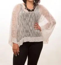 NEW NWT White Wide Arm See Through Shawl 