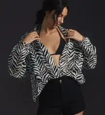 Faithfull‎ The Brand Long Sleeve Buttondown Black Cream Womens Size 6 Medium