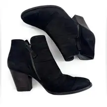 Paul Green Malibu Sliced Zip Bootie Black Nubuck Leather Ankle Sz 10 EU40.5
