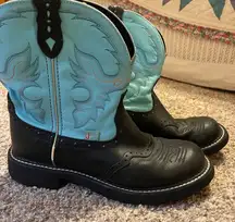 Justin Gypsy Gemma Leather Cowgirl Boots Black Turquoise Womens 10 B L9905