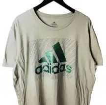 Adidas T Shirt Gray 2XL XXL Gym Fit Graphic Tee Cotton Blend Short Sleeve Solid