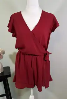 She + Sky Romper Short Sleeve Red Medium‎