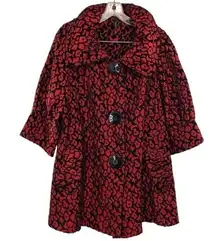 IC By Connie K Red Jacquard Animal Print Silk Blend Jacket