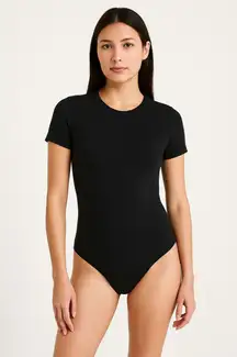 Abercrombie & Fitch Black Cotton Crewneck Short Sleeve Bodysuit Tops Size Small