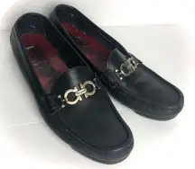 Salvatore Ferragamo Black Leather Driver Loafers