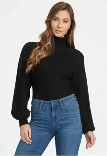 Guess Women’s Zaila Braided Turtleneck Long Sleeve Crop Cozy‎ Sweater Top Sz XS