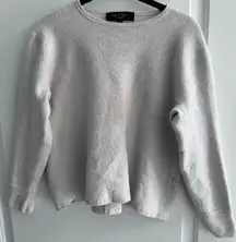 Rag & Bone Merino Wool Blend Crew Neck Cropped Sweater Ivory Size X-Large