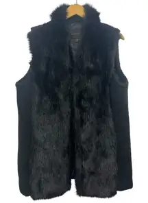 Weatherproof Faux Fur Vest XL Black Front Hook Sweater Mob Wife Sweater Exotic