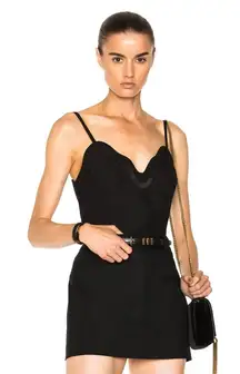 Carven Revolve Fragola Tank Top Scalloped Navy Blue 6 Classic Chic Scandigirl