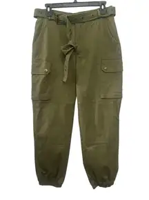 Akira Belted Cargo Joggers Size Medium Army Green Cotton