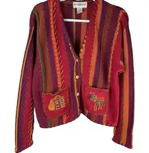 The Eagles Eye vintage women’s size medium colorful embroidered knit Cardigan