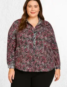 ❄️ BLAIR Women’s 2XL Painted Polka Dot Print Long-Sleeve Button Down