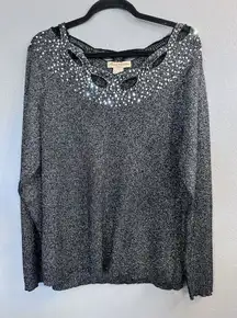 Marisa Christina Sweater Black Sparkle Cutouts Size 3X Stretchy‎ Formal
