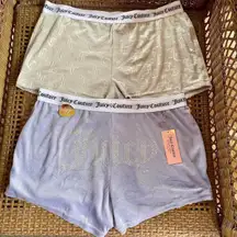 Juicy Couture Gray and Lilac Velour Lounge Shorts Set