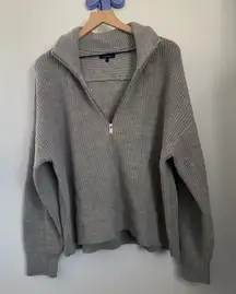 Quince XL Australian Merino Wool Half Zip Sweater Grey Knit Winter