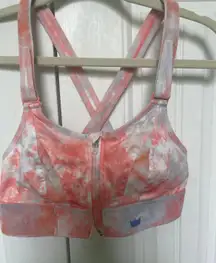 pink and gray adjustable  sports bra