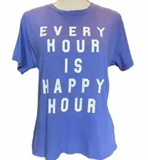 New With Tags Wildfox "Every Hour is Happy Hour"‎ Graphic Blue T-Shirt Sz S