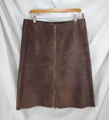 Isaac Mizrahi Women's Brown Straight A line Suede Pencil Skirt Zipper Front Size