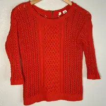 Anthropologie Moth Orange Knit Sweater Exposed Back Zipper Twee Preppy School