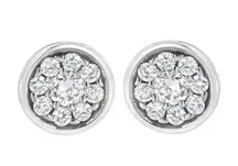 Haus of Brilliance Sterling Silver Diamond Floral Cluster Stud Earrings NEW