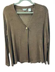 Vintage Laura Ashley Petite Travel Knit Cardigan Womens size Large Brown‎