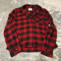 Abercrombie & Fitch Red and Black Plaid Pajama Top