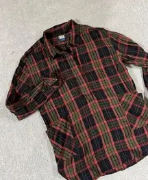 KAVU Melita Shirt Plaid Flannel Cotton Rayon Pockets Womens Medium Small EUC