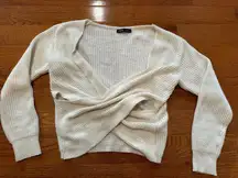 Cropped Wrap Sweater Cream