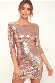 💕LULU'S💕 Delightful Ways Rose Gold Sequin Dress