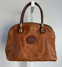 Valentino di Paolo VINTAGE Brown‎ Genuine Leather Dome Satchel Handbag Purse