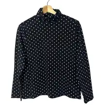 Liz Claiborne Petite Black & White Polka Turtleneck Long Sleeve Top XLP