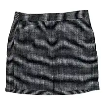 Gap Women Size 0 Black White Check Pencil Mini Skirt Wool Flax Career Back Zip