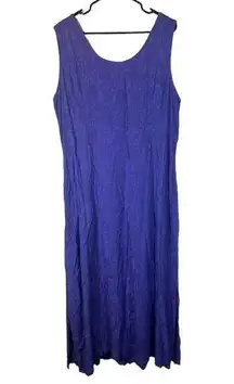 Karin Stevens Blue Sleeveless Floral Print Side Slit Long Maxi Dress Women Sz 18